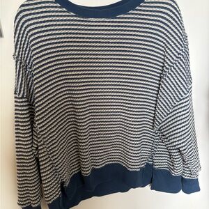 American Eagle Outfitters Navy and White Striped Sweatshirt